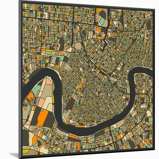 New Orleans Map-Jazzberry Blue-Mounted Premium Giclee Print