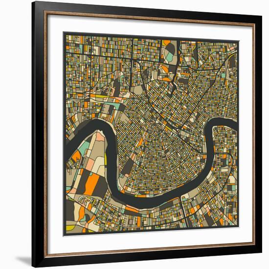 New Orleans Map-Jazzberry Blue-Framed Art Print