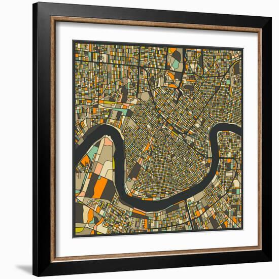 New Orleans Map-Jazzberry Blue-Framed Art Print