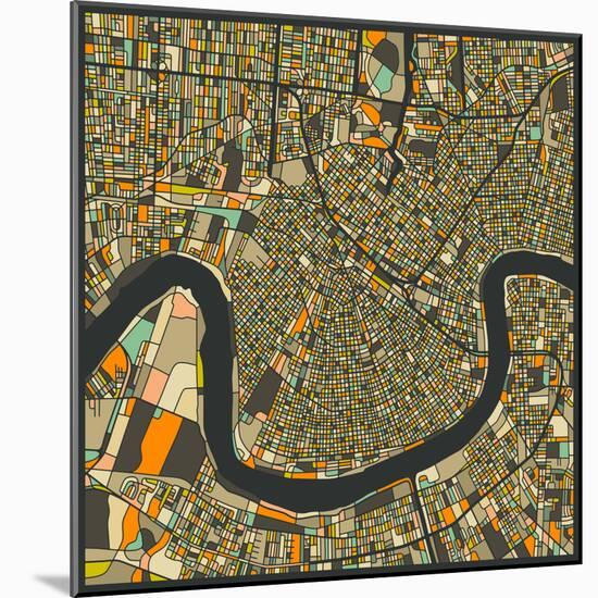 New Orleans Map-Jazzberry Blue-Mounted Art Print