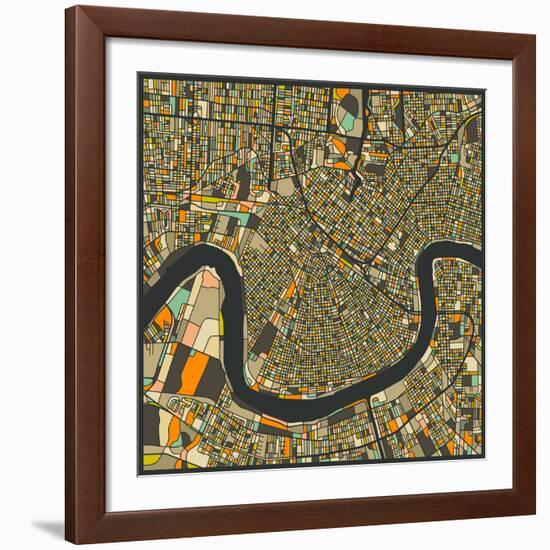 New Orleans Map-Jazzberry Blue-Framed Giclee Print