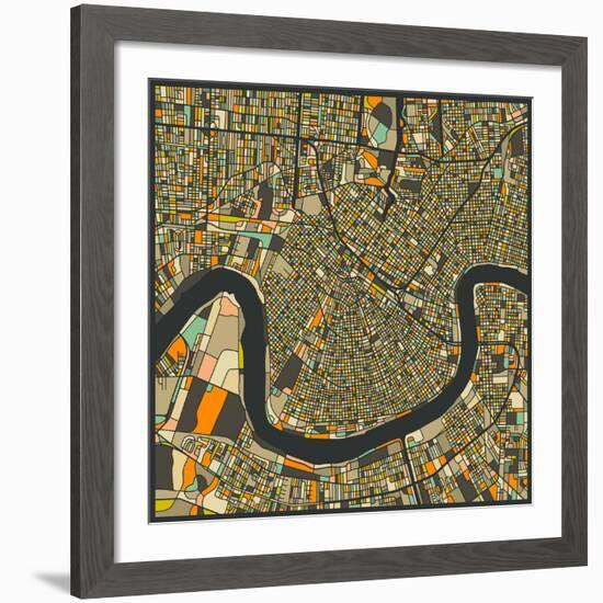 New Orleans Map-Jazzberry Blue-Framed Giclee Print