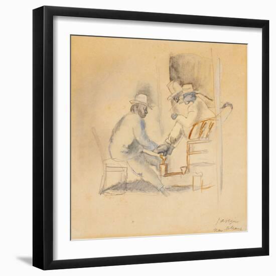 New Orleans Shoeshine (W/C on Paper)-Jules Pascin-Framed Giclee Print