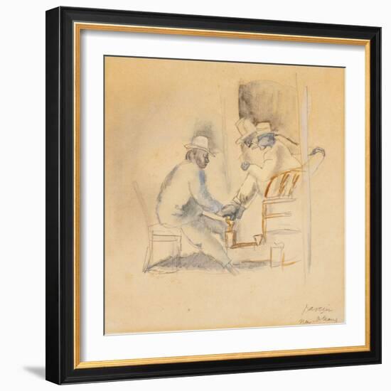 New Orleans Shoeshine (W/C on Paper)-Jules Pascin-Framed Giclee Print