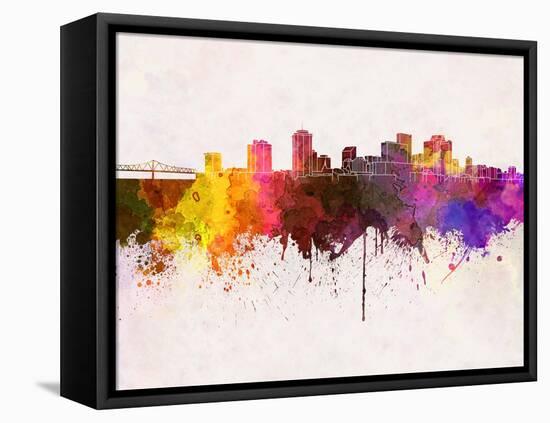 New Orleans Skyline in Watercolor Background-paulrommer-Framed Stretched Canvas