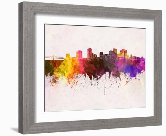 New Orleans Skyline in Watercolor Background-paulrommer-Framed Art Print