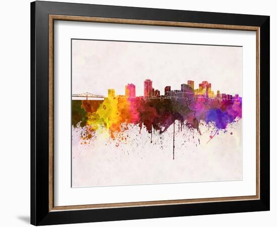 New Orleans Skyline in Watercolor Background-paulrommer-Framed Art Print