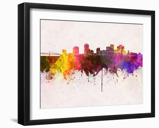 New Orleans Skyline in Watercolor Background-paulrommer-Framed Art Print