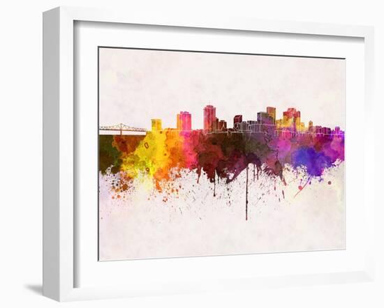 New Orleans Skyline in Watercolor Background-paulrommer-Framed Art Print