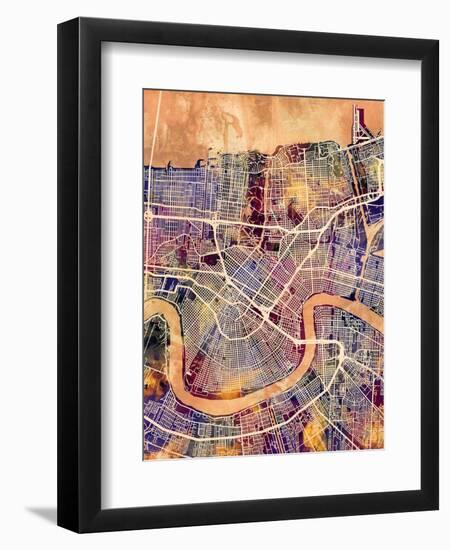 New Orleans Street Map-Michael Tompsett-Framed Premium Giclee Print