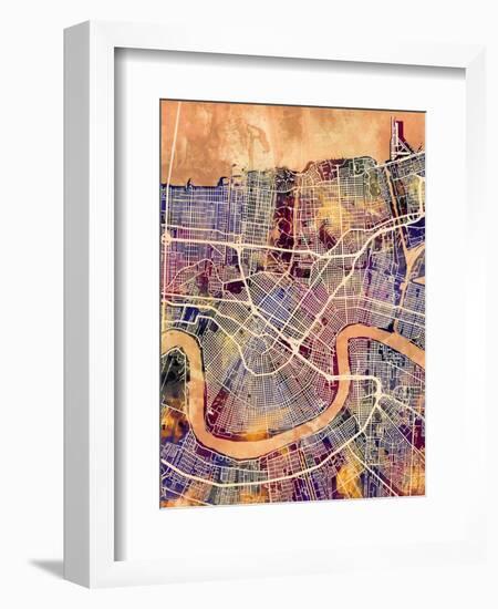 New Orleans Street Map-Michael Tompsett-Framed Premium Giclee Print