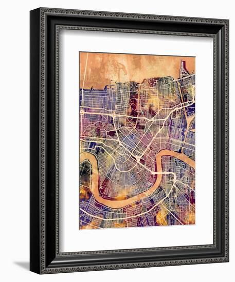 New Orleans Street Map-Michael Tompsett-Framed Premium Giclee Print