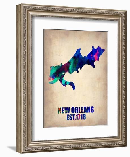 New Orleans Watercolor Map-NaxArt-Framed Art Print