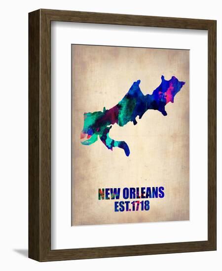 New Orleans Watercolor Map-NaxArt-Framed Art Print