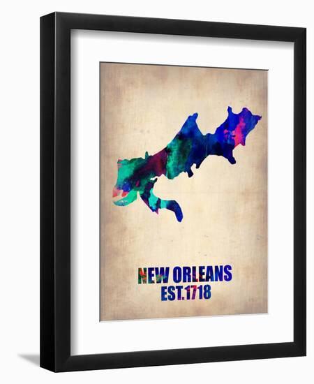 New Orleans Watercolor Map-NaxArt-Framed Art Print