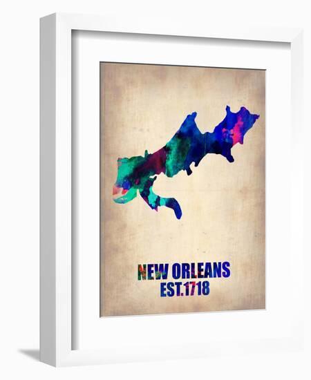 New Orleans Watercolor Map-NaxArt-Framed Art Print