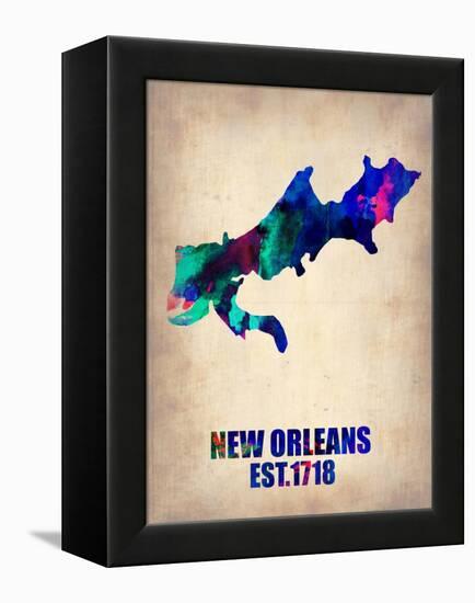 New Orleans Watercolor Map-NaxArt-Framed Stretched Canvas