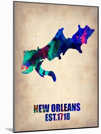 New Orleans Watercolor Map-NaxArt-Mounted Art Print