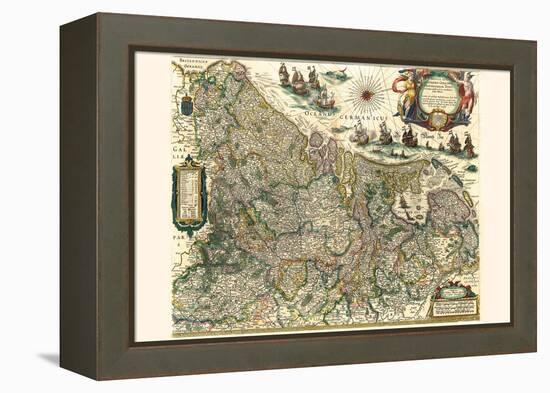 New Picture Of The 17 Provinces Of Lower Germany-Willem Janszoon Blaeu-Framed Stretched Canvas