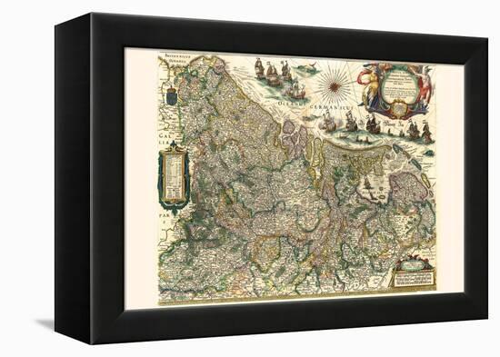 New Picture Of The 17 Provinces Of Lower Germany-Willem Janszoon Blaeu-Framed Stretched Canvas