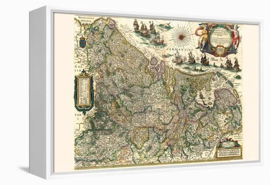 New Picture Of The 17 Provinces Of Lower Germany-Willem Janszoon Blaeu-Framed Stretched Canvas