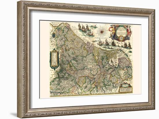 New Picture Of The 17 Provinces Of Lower Germany-Willem Janszoon Blaeu-Framed Art Print