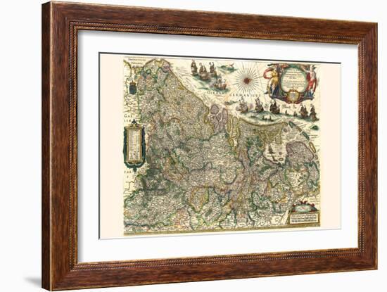 New Picture Of The 17 Provinces Of Lower Germany-Willem Janszoon Blaeu-Framed Art Print