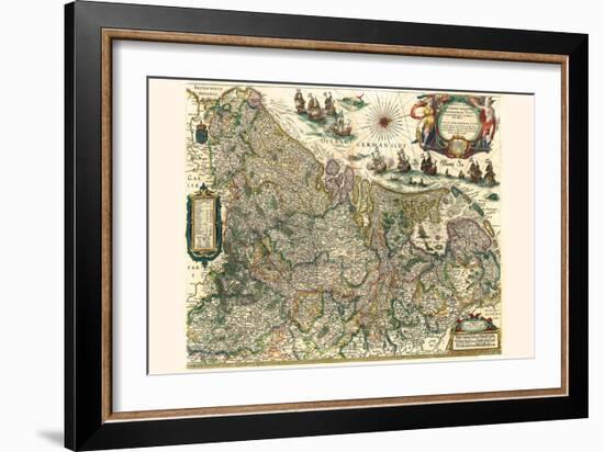 New Picture Of The 17 Provinces Of Lower Germany-Willem Janszoon Blaeu-Framed Art Print