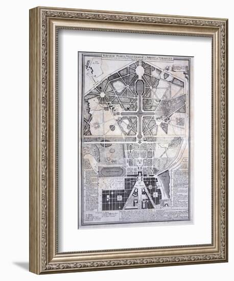 New Plan of the Town, Castle and Gardens at Versailles, c.1714-null-Framed Giclee Print