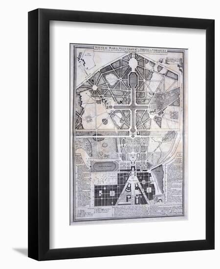 New Plan of the Town, Castle and Gardens at Versailles, c.1714-null-Framed Giclee Print