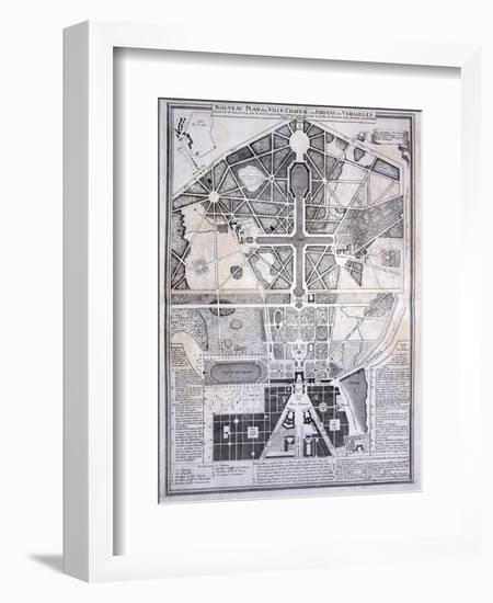 New Plan of the Town, Castle and Gardens at Versailles, c.1714-null-Framed Giclee Print