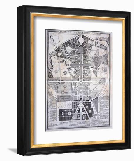 New Plan of the Town, Castle and Gardens at Versailles, c.1714-null-Framed Giclee Print