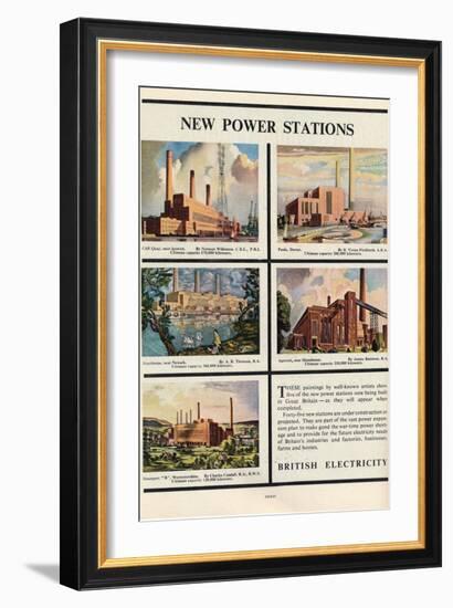 New Power Stations, Advert for British Electricity, 1951-Norman Wilkinson-Framed Giclee Print
