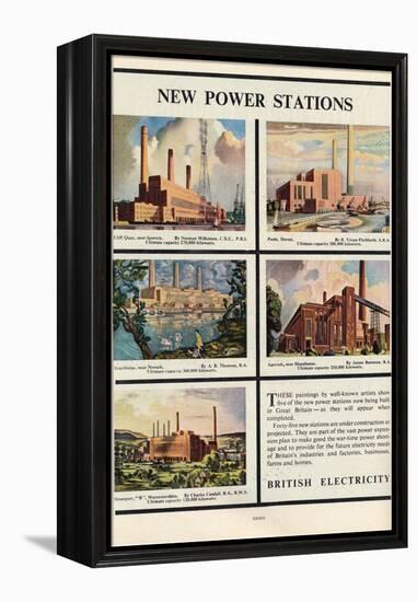 New Power Stations, Advert for British Electricity, 1951-Norman Wilkinson-Framed Premier Image Canvas