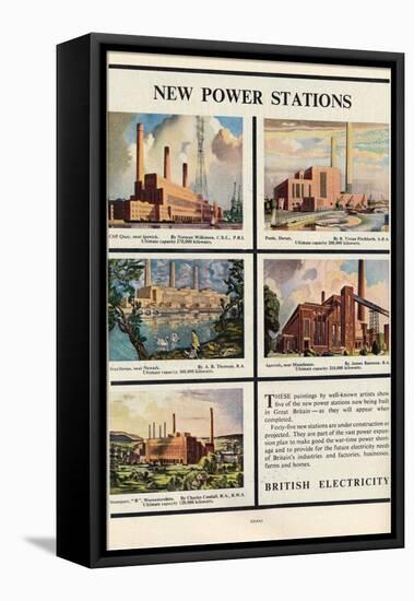New Power Stations, Advert for British Electricity, 1951-Norman Wilkinson-Framed Premier Image Canvas