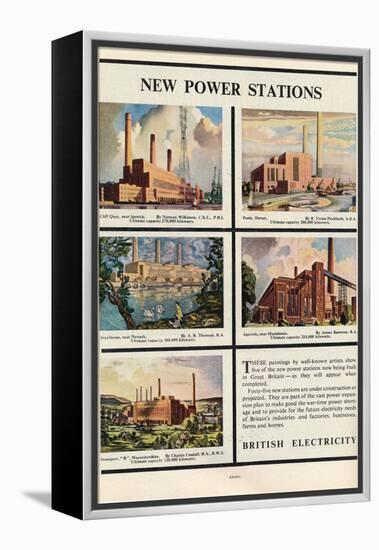 New Power Stations, Advert for British Electricity, 1951-Norman Wilkinson-Framed Premier Image Canvas