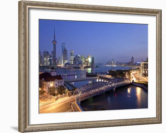 New Pudong Skyline; Waibaidu (Garden) Bridge; Looking across the Huangpu River from the Bund; Shang-Gavin Hellier-Framed Photographic Print