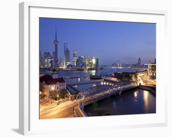 New Pudong Skyline; Waibaidu (Garden) Bridge; Looking across the Huangpu River from the Bund; Shang-Gavin Hellier-Framed Photographic Print