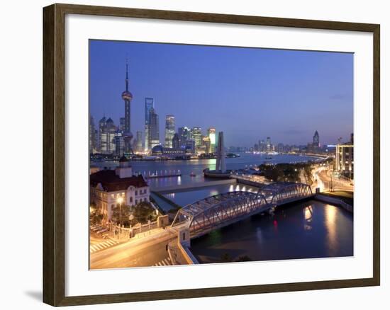 New Pudong Skyline; Waibaidu (Garden) Bridge; Looking across the Huangpu River from the Bund; Shang-Gavin Hellier-Framed Photographic Print