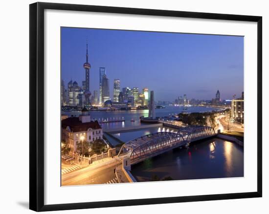 New Pudong Skyline; Waibaidu (Garden) Bridge; Looking across the Huangpu River from the Bund; Shang-Gavin Hellier-Framed Photographic Print