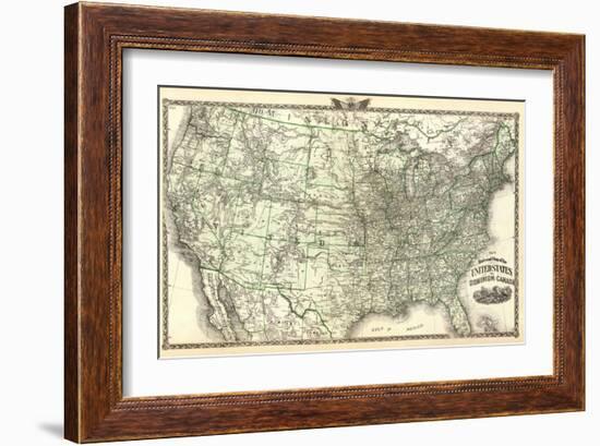 New Railroad Map of the United States and Dominion of Canada, c.1876-Warner & Beers-Framed Art Print