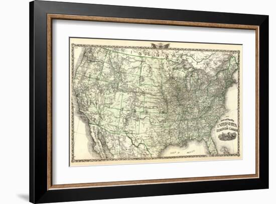 New Railroad Map of the United States and Dominion of Canada, c.1876-Warner & Beers-Framed Art Print