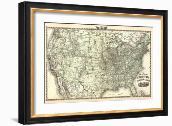New Railroad Map of the United States and Dominion of Canada, c.1876-Warner & Beers-Framed Art Print