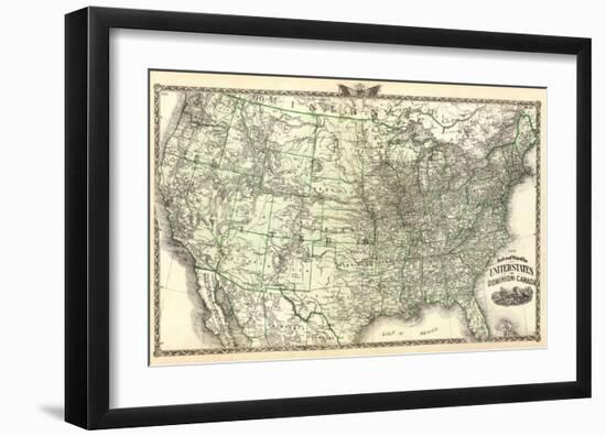 New Railroad Map of the United States and Dominion of Canada, c.1876-Warner & Beers-Framed Art Print