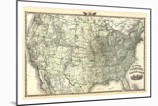 New Railroad Map of the United States and Dominion of Canada, c.1876-Warner & Beers-Mounted Art Print