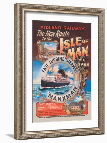 New Route to the Isle of Man Via Heysham on the Fast Turbine Steamer Manxman-Herbert Steventon-Framed Art Print