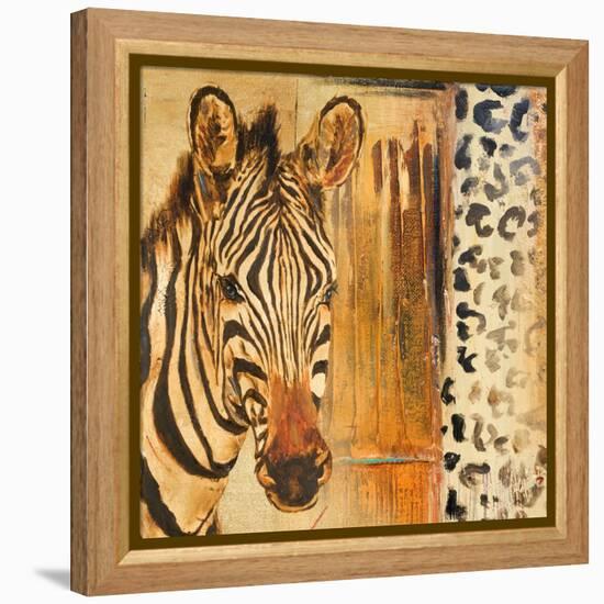 New Safari on Gold Square I-Patricia Pinto-Framed Stretched Canvas