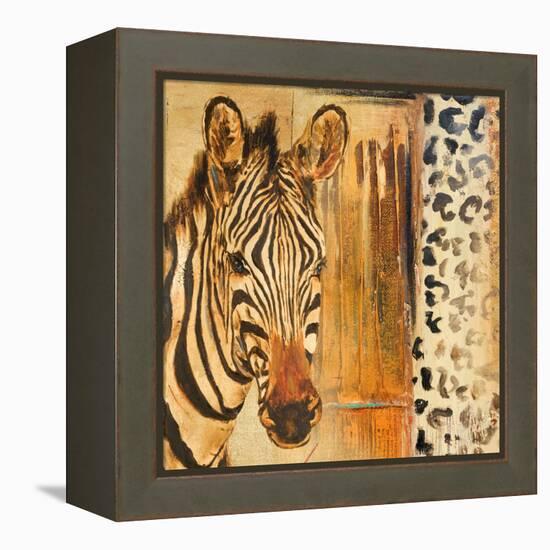 New Safari on Gold Square I-Patricia Pinto-Framed Stretched Canvas