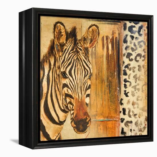 New Safari on Gold Square I-Patricia Pinto-Framed Stretched Canvas