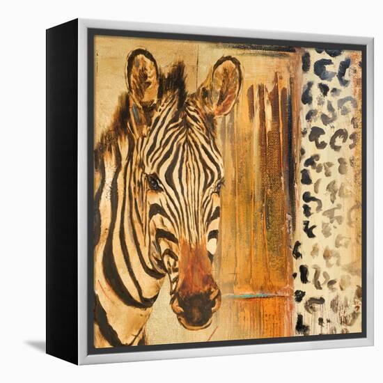 New Safari on Gold Square I-Patricia Pinto-Framed Stretched Canvas